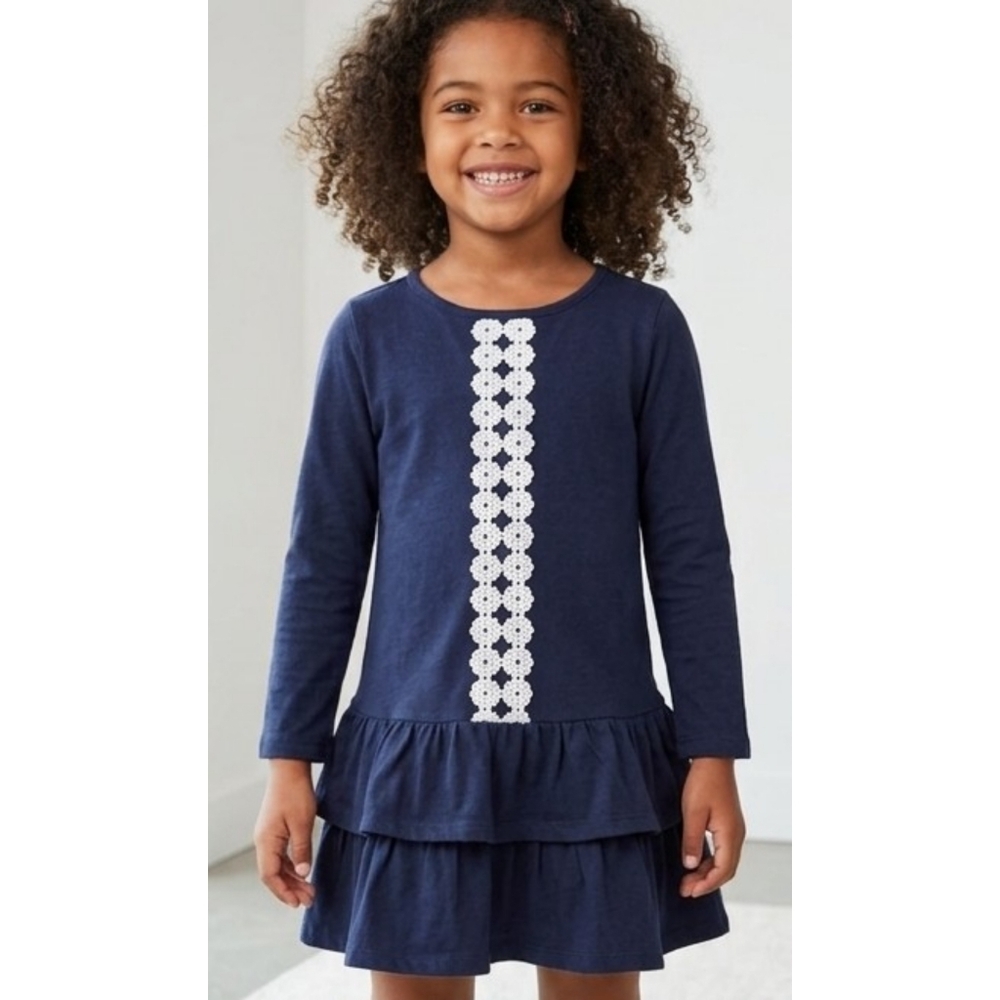 Carters' Long Sleeve Embroidered Floral Dress Navy Size 6